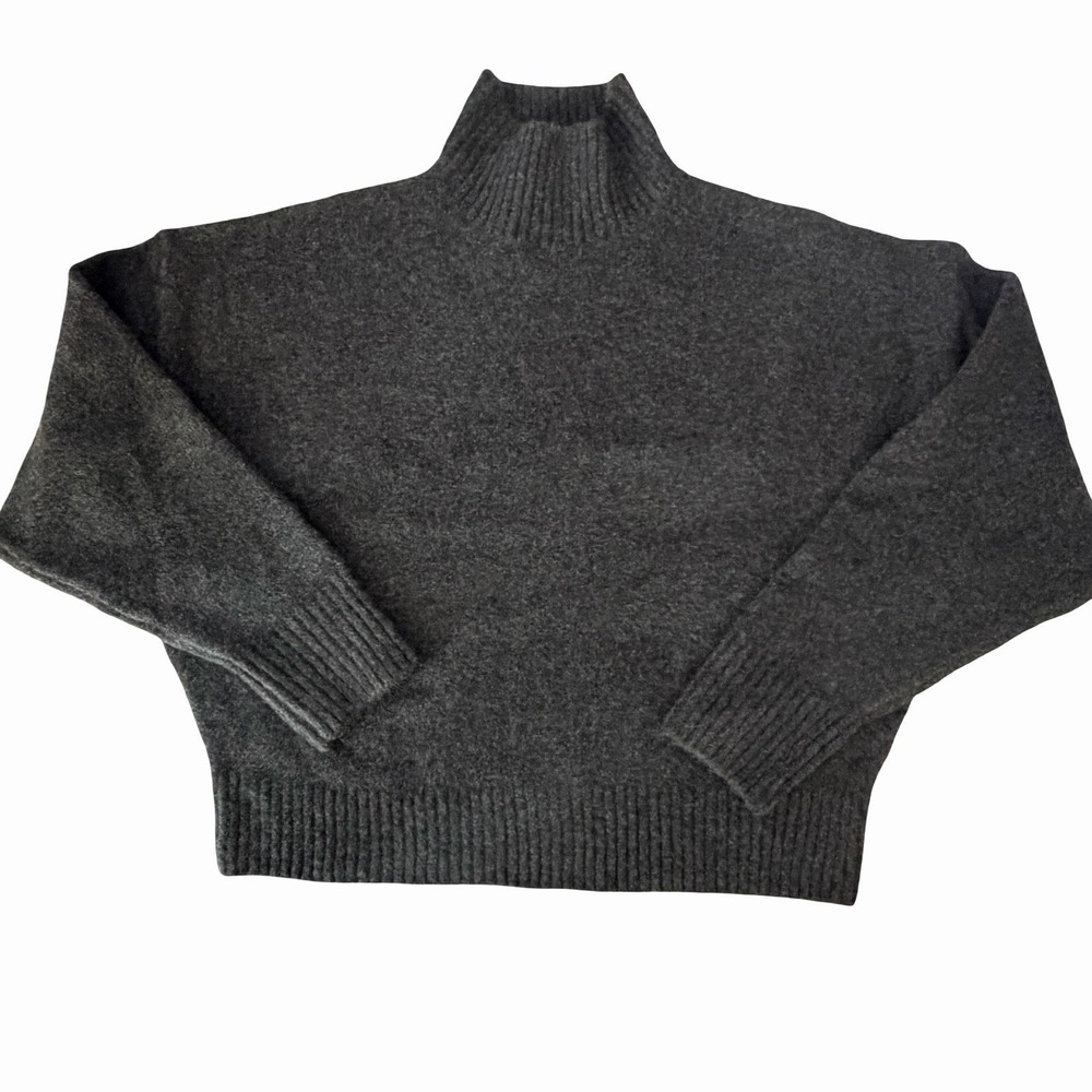 Zara Wool Blend Gray Pullover Turtleneck Knit Sweater M• Minimalist Poetcore NWT
